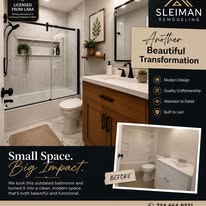 Bathroom transformation with glass shower and wood vanity